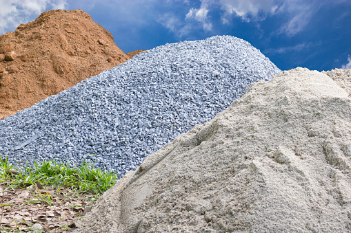 Stone, sand and mounds for construction
